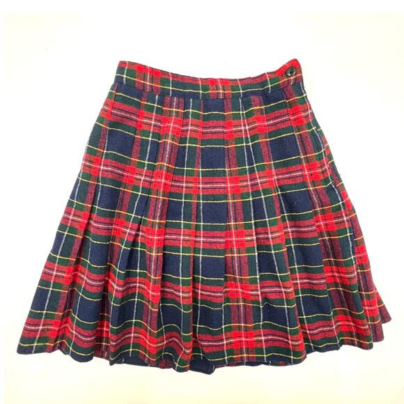 Vintage Plaid Mini Skirt Red Tartan Pleated Preppy - Picture 4 of 7